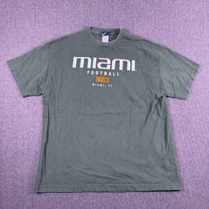 Champs Miami‎ University Football Team Mens Green Cotton Short Sleeve T-Shirt L